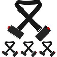 Blulu Strong and Thick Ski Straps 4 Packs Ski Carrier Strap Adjustable Shoulder Carrier Lash Handle Straps with Cushioned Fastener Tape Strap Loop for Adults Kids (Black)