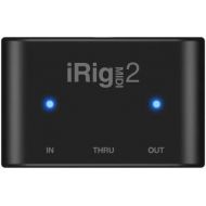 IK Multimedia iRig MIDI 2 universal MIDI interface with In, Out, and THRU ports, activity indicators for iPhone, iPad, Android, Mac, PC