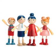 Tender Leaf Toys - Doll Family - Cute Wooden Doll Family for Happy Kids Dollhouse, - Ergonomic Flexible Arms Design - Four-Piece of Mom, Dad, Boy and Girl