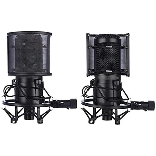  [아마존베스트]LEDAOU Microphone Stand, Adjustable Microphone Arm with Pop Protection, 3/8 Inch to 5/8 Inch Adapter, Microphone Clip, Improved Microphone Stand for Studio Program Recording Broadc