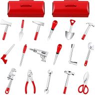 Gejoy 19 Pieces 1:12 Miniature Dollhouse Tools Metal Doll House Tool Miniature Doll Repair Tool with 2 Pieces Red Tin Boxes Dollhouse Accessories Girls Pretend Play Toy for Dollhouse Dec