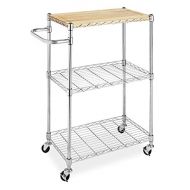 Whitmor Supreme Kitchen and Microwave Cart Wood & Chrome 13.25 x 27.5 x 33.5 inches