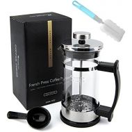 RAINBEAN French Press Small 350 ml (2 Cups) Coffee Press with 4 Way Filter System Stainless Steel Borosilicato Glass (Plastic Handle)