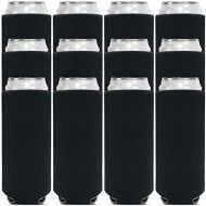 [아마존베스트]CSBD Blank Slim Beer Can Coolers Premium Quality Soft Drink Coolies Collapsible Insulators Bulk, 12 Packs, Great For Monograms, DIY Projects, Weddings, Parties, Events (12, Black)