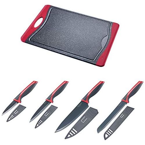  [아마존베스트]Westmark 145222E6 Cutting / Knife Set 5-Piece 1 Chopping Board 37 x 25.5 cm and 4 Knives, Chefs Knife Blade 20 cm, Bread Knife Blade 20 cm, Utility Knife Blade 12 cm, Paring Knife