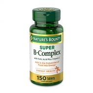 [무료배송]Natures Bounty Super B-complex with Folic Acid Plus Vitamin C, No Artificial Favors, White, 150 Count