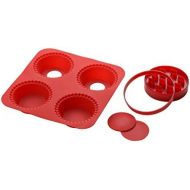 [아마존베스트]Premier Housewares Silicone Pie Maker with 4 Moulds/2 Cutters, Red