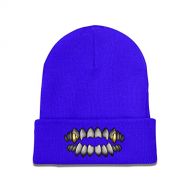 GERCASE Pretty Smile with Golden Teeth Blue Beanie Adults Unisex Men Womens Kids Cuffed Plain Skull Knit Hat Cap