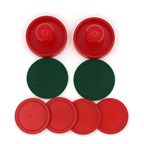  Mini Air Hockey Pucks and Paddles - Replacement Set Value Pack - Set of Two Red Air Hockey Pushers and Four 2 Inch Red Pucks I Epic Gifts