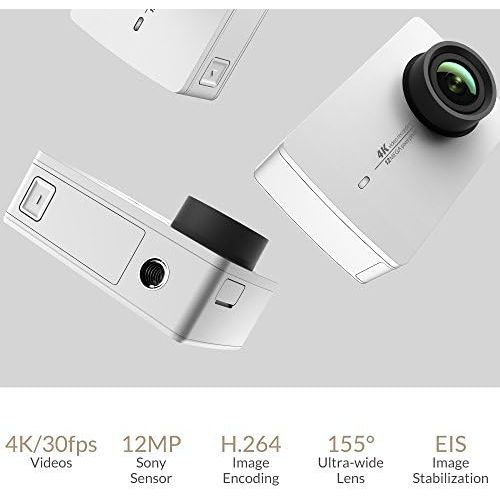  YI 4K Action and Sports Camera, 4K/30fps Video 12MP Raw Image with EIS, Live Stream, Voice Control ? White