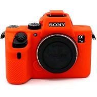 Surpassed Professional Secure Soft Silicone Camera Case Bag Housing Rubber Body Skin for Sony Alpha A7iii a73 A7R3 A7Riii a7R Mark III a7 Mark III Digital SLR Camera Protective Case (Orange)