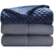 [아마존베스트]Bedsure Weighted Blanket for Kids with Removable Duvet Cover (36×48 inches, Navy) - 5lbs for a 40-70 lbs Child - 100% Cotton Weighted Throw Blanket with Glass Beads, Removable Wash