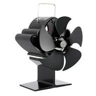 SHQIN Wood Stove Fan Stove Fan 5 Blades,Double Head Ventilator Currentless Ventilator,Fireplace Fan Heating,for Fireplace Wood Stoves for Home Heating (Color : Black)