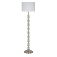 Ravenna Home Modern Stacked Ball Floor Lamp, 58H, With Bulb, Brushed Steel with Clear Glass