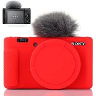 Yisau Camera Case for Sony ZV-1, Sony ZV1 Camera Case Digital Camera Anti-Scratch Slim Fit Soft DSLR Camera Sleeve with ZV1 Screen Protector (Red)