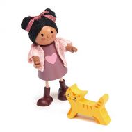 Tender Leaf Toys - Ayana and Her Cat - Wooden Action Figure Dollhouse Miniatures Dolls - Encourage Creative and Imaginative Fun Play for Children 3+