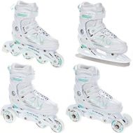 4in 1Inline/Triskates/Quad Adjustable Roller skates/Ice Skates Raven Spirit White/Mint