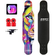 HLYT-Barstools Longboards Skateboard 42 Inch Drop Through Freestyle Long Board 9 Layers Maple with PU Wheels Dancing Skateboard Cruiser for Adults,Teens, Beginners