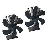 Dolity 2pcs Large 6 Blade Heat Powered Wood Stove Eco Fan Ultra Quiet Fireplace Wood