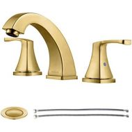 PARLOS 2-Handle Widespread Bathroom Faucet with Metal Pop Up Drain and cUPC Faucet Supply Lines, Brushed Gold, Doris 1417208