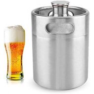 [아마존베스트]Zerodis Mini Stainless Steel Beer Barrel Growler Keg Portable Beer Craft Barrel with Spiral Lid for Home Brewing Hotel Bar Pub 2L
