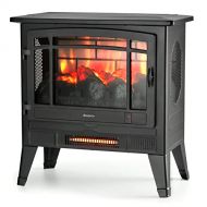 TURBRO Suburbs TS25 Electric Fireplace Infrared Heater - Freestanding Fireplace Stove with Adjustable Flame Effects, Overheating Protection, Timer, Remote Control - 25 1400W Black