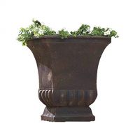 14th Mobility Outdoor/Indoor Garden Large Rustic Metal Planter in Bronze Finish with Classic Design, Made of Metal Construction + Expert Guide