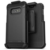 Encased Galaxy S10E Belt Case with Holster Clip - Dual Layer Protective Armor Design (Matte Black)