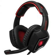 Sades SPIRITWOLF 3.5mm Version PC Over-Ear Stereo Gaming Headset Headband Headphones with Mic, Noise Reduction, Volume Control, LED Light for Computer Gamers(Black Red)