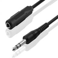 [아마존베스트]AVE-A Audio-Zubehoer Best Plug 5m stereo audio cable extension aux in out/6.3mm Male to 6.3mm stereo Jack Female/Black
