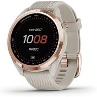 Garmin Approach S42, GPS Golf Smartwatch, Lightweight with 1.2 Touchscreen, 42k+ Preloaded Courses, Rose Gold Ceramic Bezel and Tan Silicone Band, 010-02572-12