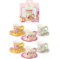 Talking Tables TS6-CUPSET-VINTAGE Truly Scrumptious Mixed Vintage Designs 12Pk Cup With Handle & Saucers Set Papier mehrfarbig