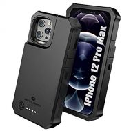 [아마존베스트]ZEROLEMON iPhone 12 Pro Max Battery Case 10000mAh, Wireless Charging & Lightning Headphone Supported, RuggedJuicer Extended Battery Charger Case for iPhone 12 Pro Max 6.7 2020 - Bl