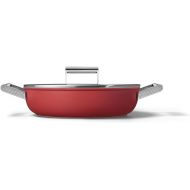 Smeg Cookware 11-Inch Red Deep Pan with Lid