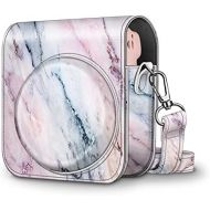 Fintie Protective Case for Fujifilm Instax Mini 11 Instant Camera - Premium Vegan Leather Bag Cover with Removable Adjustable Strap, Marble Pink