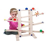 Trihorse Wooden Marble Run, 19 Inches Tall - Sustainable Toys for Toddlers from 1 Year Old - 6 Ball Tracks Made of Premium Beech Wood. Made in EU