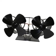 Prettyia Heat Powered Stove Fan Eco Friendly Double Fan Wood Fireplace