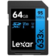 Lexar Professional 633x 64GB SDXC UHS-I Cards, Up To 95MB/s Read, for Mid-Range DSLR, HD Camcorder, 3D Cameras, LSD64GCB1NL633 (Product Label May Vary)