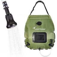 Sportneer Solar Shower Bag, 20L/5 Gallon Portable Heating Camping Shower Bag with Upgraded Removable Hose and On-Off Switchable Shower Head for Summer Camping Beach Swimming Outdoo