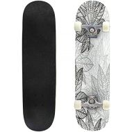 BNUENMEE Classic Concave Skateboard for Boys Girls Beginners, Tropical Background with Palm Leaves Seamless Floral Jungle Pattern Standard Skateboards 31x 8 Extreme Sports Outdoor