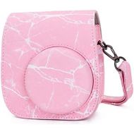 Phetium Instant Camera Case Compatible with Instax Mini 11,PU Leather Bag with Pocket and Adjustable Shoulder Strap (Marble Pink)