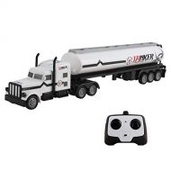 Vokodo RC Semi Truck And Trailer 18 Inch 2.4Ghz Fast Speed 1:16 Scale Electric Fuel Oil Hauler Rechargeable Battery Included Remote Control Kids Big Rig Toy Tanker Car Great Gift F