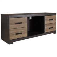 BOWERY HILL Large Wood TV Stand with Fireplace Option in Gray