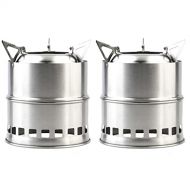 PRETYZOOM 2pcs Portable Stainless Steel Wood Burning Camping Stove 3 Arm Support Detachable Stove for Outdoor Cooking