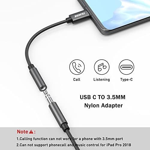  [아마존베스트]BENFEI USB-C to 3.5mm Adapter USB Type C to 3.5mm Headphone Jack Adapter Nylon Cable [DAC Hi-Res] Compatible with iPad Pro New 2018, Pixle 2/XL/3, HTC, Samsung S8/S9/Note 8 etc. 1