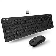 Wireless Keyboard and Mouse Combo, Macally Low Profile Wireless Mouse and Keyboard Combo - Quiet 2.4G Wireless Keyboard Mouse Combo for Laptop and Desktop with 110 Keys, 17 Shortcu