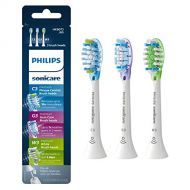 Philips Sonicare HX9073/65 Genuine Replacement Toothbrush Head Variety Pack - Premium Plaque Control, Premium Gum Care & Premium White, Brushsync Technology, White 3-pk