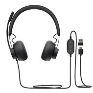 Logitech Zone Wired Noise Cancelling Headset, Certified for Microsoft Teams with Advanced Noise-canceling mic Technology for Open Office environments, USB-C with USB-A Adapter, Gra
