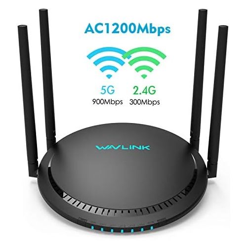  WAVLINK AC1200 WiFi Router Dual Band Wireless Internet Router,High Speed Wireless Router with 4x5dBi High-Gain Antennas for Online Game & HD Video,Provide More Reliable WiFi Connections an