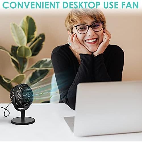  [아마존베스트]COMLIFE Mini USB Desk Fan, USB Fan with 4 Speeds / 310° Rotation, Portable Personal USB Fan for Home, Office